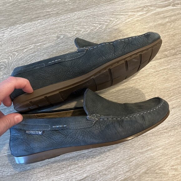 Mephisto Shoes Mens 9.5 Gray Leather Cool-Air Moccasin Loafers Comfort Casual - Picture 8 of 9